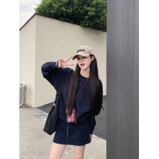 批发卫衣搭配半身裙一整套韩系气质穿搭显瘦时尚减龄藏青色两件套装