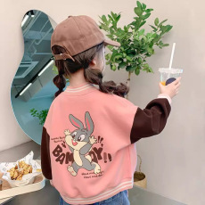 批发女童棒球服秋装2024新款洋气中小<b class='q'>儿童</b>宽松休闲春秋款外套<b class='q'>夹克</b>上衣