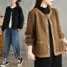 批发实拍2026初春宽松文艺气质百搭<b class='q'>长袖</b>圆领纯色夹棉<b class='q'>卫衣</b>外套女