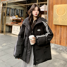 批发黑色羽绒棉服女春2026新款美式炸街贴标面包服加厚棉衣棉袄ins潮