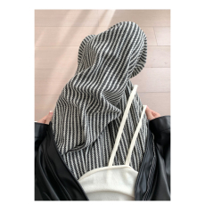 咖色竖条纹毛呢裤女秋冬休闲复古直筒慵懒拖地阔腿裤