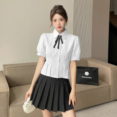 批发实拍学院风JK制服套装减龄短袖衬衫高腰半身裙两件套百褶裙