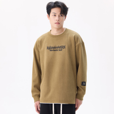 批发实拍2024秋冬新款宽松百搭简约刺绣韩版圆领卫衣男