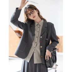 批发复古法式学院风<b class='q'>小西装</b>外套女春秋新款设计感洋气减龄西服气质上衣