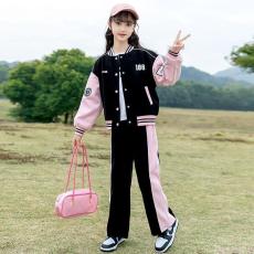 批发<b class='q'>女童</b>棒<b class='q'>球</b>服春装套装2026新款外套裤子中大儿童学院风小学生两件套