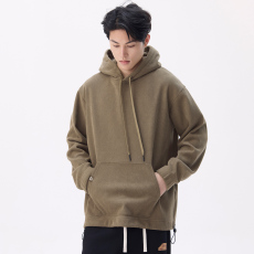 批发实拍2024秋冬新款博澳绒连帽卫衣男休闲时尚百搭舒适宽松插兜帽衫