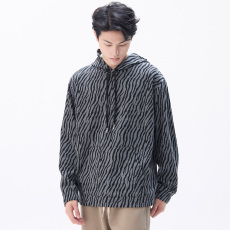 批发实拍2024秋冬新款连帽卫衣男休闲时尚豹纹印花宽松高街帽衫