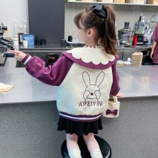 批发女童外套秋装2025新款洋气春秋季开衫棒球服女孩秋季娃娃领上衣潮