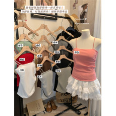 批发实拍特价不减~磨毛褶皱设计感保暖吊带背心秋冬修身内搭上衣