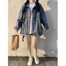 批发褂子女韩版大码胖mm宽松春秋款小个子复古休闲百搭牛仔外套潮ins