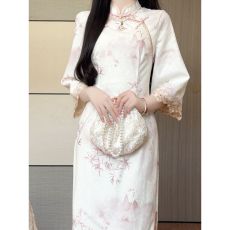 批发2026年春<b class='q'>秋</b>新款气质少女改良旗袍修身国风小个子连衣裙日常可穿