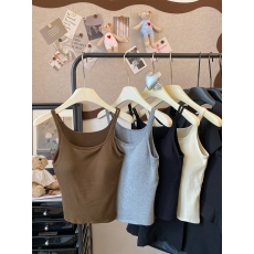 批发实拍大码螺纹棉保暖吊带背心免穿文胸带垫磨毛薄绒内衣内衬打底衫