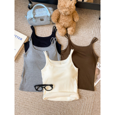 批发实拍大码螺纹棉保暖吊带背心免穿<b class='q'>文胸</b>带垫磨毛<b class='q'>薄</b>绒内衣内衬打底衫