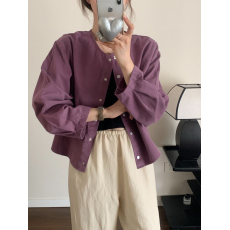 批发外贸五色可选日系风圆领长袖工装<b class='q'>外套</b>女春季<b class='q'>新款</b>小个子开衫上衣