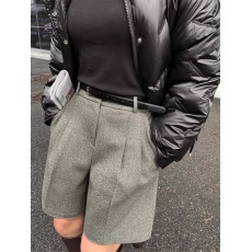 批发灰色毛呢短裤女秋冬季2025新款爆款潮小个子外穿加厚五分裤