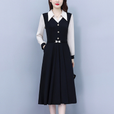 批发假两件套修身显瘦<b class='q'>大码</b>女装胖mm时尚洋气长袖秋冬季中年妈妈连衣裙