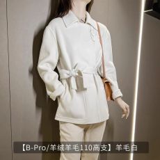 批发2025新秋冬双面<b class='q'>羊绒</b><b class='q'>大衣</b>女短款高端毛呢外套系带复古小个子赫本风