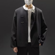 批发新中式国风西服男士春秋季小众金属扣休闲外套宽松潮流痞帅小西装