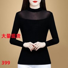 批发2026秋冬新款高弹<b class='q'>网纱</b>半高领<b class='q'>打底衫</b>显瘦洋气长袖女上衣小衫