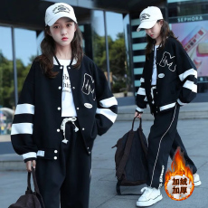批发女童棒球服套装冬季新款中大童<b class='q'>儿童</b>洋气<b class='q'>夹克</b>上衣女孩运动两件套