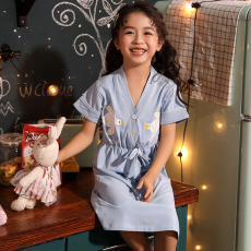 批发短袖童装睡衣女孩夏季薄款睡裙可外穿女童中大儿童可爱卡通家居服