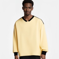 批发男女同款卫衣新款慵懒风潮牌撞色拼接长袖v领重磅360休闲宽松上衣