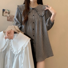 批发实拍2026秋装大码女装娃娃领<b class='q'>连衣裙</b>百搭气质显瘦<b class='q'>连衣裙</b>