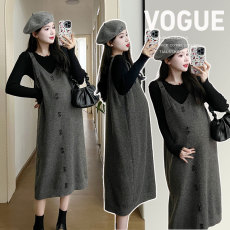 批发实拍 2026春季新款套装韩版针织加厚毛衣宽松背带裙两件套