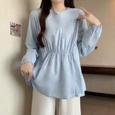 批发秋装实拍新款大码女装百搭显瘦休闲设计感长袖衬衫