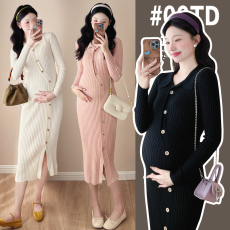 批发实拍网红孕妇装包芯纱弹力孕妇连衣裙大码孕妇打底裙孕妇冬装