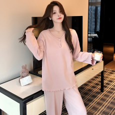 批发加抗静电工艺德绒带胸垫睡衣女秋冬季长袖<b class='q'>长裤</b>套装宽松家居服