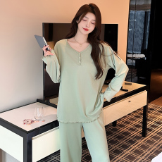 批发加抗静电工艺德绒带胸垫睡衣女秋冬季长袖<b class='q'>长裤</b>套装宽松家居服