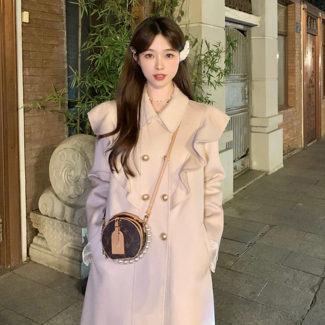 Xiao Xiangfeng elegant lady high-end long woolen coat Hepburn style wear woolen coat outer coat autumn and winter