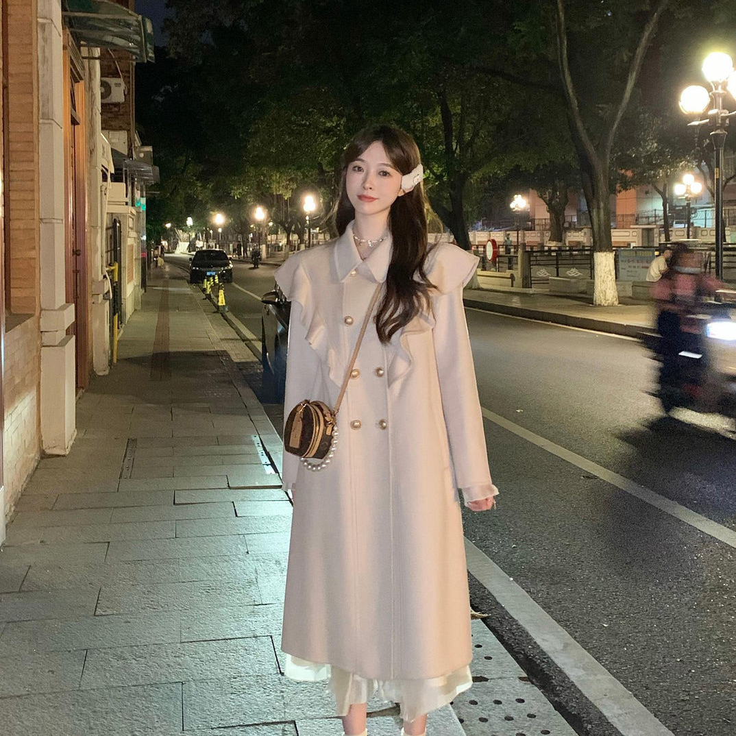 Xiao Xiangfeng elegant lady high-end long woolen coat Hepburn style wear woolen coat outer coat autumn and winter