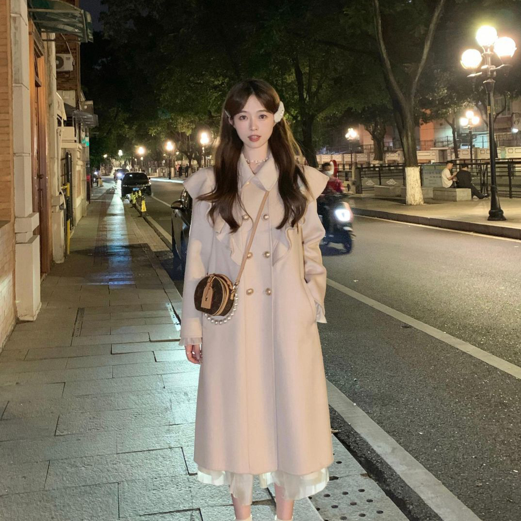 Xiao Xiangfeng elegant lady high-end long woolen coat Hepburn style wear woolen coat outer coat autumn and winter