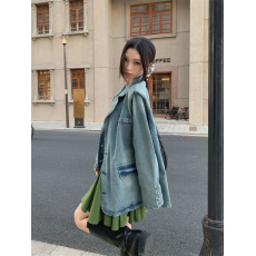批发实拍实价 美式<b class='q'>街头</b>水洗牛仔西装外套女小众高级感宽松质感上衣