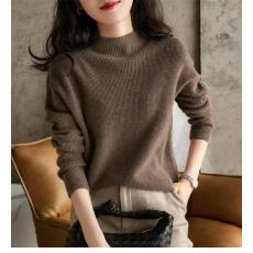 批发半高领毛衣女士2025秋<b class='q'>冬</b>新款纯色慵懒弹力修身内搭长袖针织打底衫