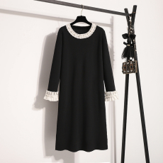 批发实拍大码女装2025秋冬新款针织连衣裙宽松时尚简约中长款毛衣裙子