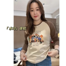 批发<b class='q'>大码</b>女秋新款百搭卡通插肩袖印花<b class='q'>打底衫</b>长袖T恤