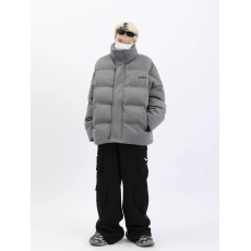 批发美式纯色字母刺绣肌理感棉服情侣宽松棉衣冬季宽松百搭棉袄外套