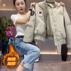 批发夹棉棒球服外套女短款2026秋冬新款飞行员夹克小个子休闲二棉棉服