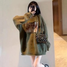 批发大码女装<b class='q'>秋</b>冬新款韩版时尚休闲宽松型针织上衣长袖加厚中长款毛衣