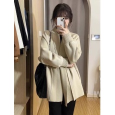 批发复古法式黑色<b class='q'>毛衣外套</b>开衫女秋冬季新款宽松慵懒风中<b class='q'>长款</b>针织上衣