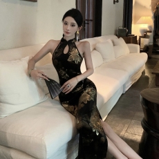 批发实拍  新中式复古改良旗袍<b class='q'>连衣裙</b>女人味气质轻熟风包臀裙子长裙