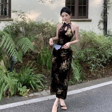 批发实拍  新中式<b class='q'>复古</b>改良旗袍连衣裙女人味气质轻熟风包臀裙子<b class='q'>长裙</b>