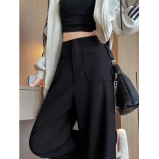 批发黑色阔腿裤<b class='q'>女</b>2026高腰垂感高级感<b class='q'>西装</b>裤休闲拖地窄版直筒裤春秋季