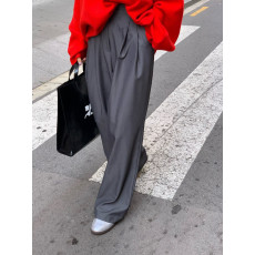 批发尺寸已更新 韩国chic 法式通勤宽松百搭松紧腰阔腿长裤