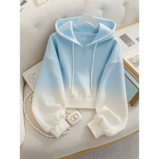 批发官图蓝色渐变连帽卫衣<b class='q'>外套</b>设计感<b class='q'>秋装</b>女款2026春季新款小个子上衣