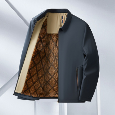 批发中老年加绒加厚翻领<b class='q'>商务</b>行政夹克男男中年秋冬保暖外套爸爸冬装厚