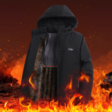 批发2024新款中老年爸爸冬装加绒加厚保暖柔软舒适棉袄防寒连帽外套